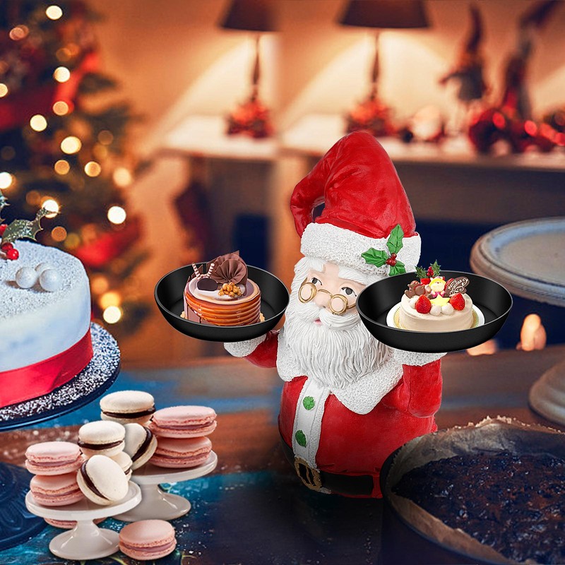 Christmas Snowman Treats Holder Santa Holding Tray Fruit Bowl Rack