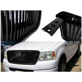 Spec-D Tuning Black Vertical Grille Grill Compatible with Ford F150 2004-2008, Lincoln Mark LT 2006-2008