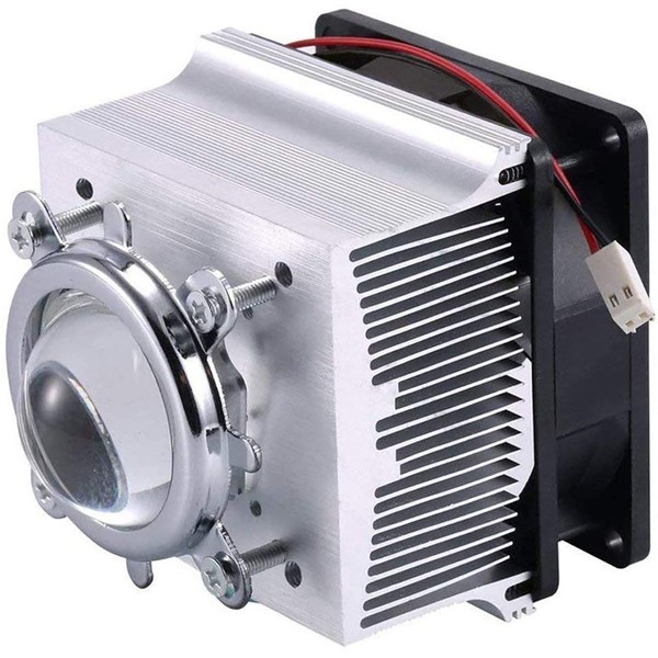 Tesfish Aluminium Heatsink Cooling Fan+44mm Lens Kit 90 Degree for 50W 100W LED Chip Heat Dissipation, DIY LED Flood Light