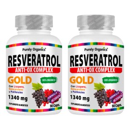 Combo 2 Resveratrol Purely Organics | Anti-Ox Complex Gold | 90 Cápsulas