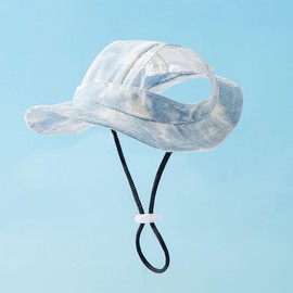 Fashionable Dog Baseball Cap, Sun Protection Dog Hat for Dog, Adjustable Baseball Cap for Pets, Dog Sun Hat with Ear Holes, Dog Baseball Cap for Small Dogs, Puppies, Cats (S-Blue)