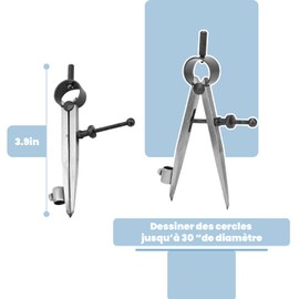 Wing Divider, Carpenter's Compass, Metal Compass, Drawing Compass, Line Marking Compass, Craft Rotating Tool, Drawing Compass, 100 mm, 150 mm, 200 mm, 250 mm, 300 mm (100 mm)