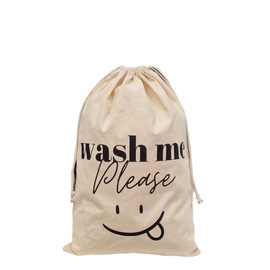 1 Laundry Bag, Laundry Bag, Laundry Hamper, 100% Cotton (Smiley - Wash Me -)