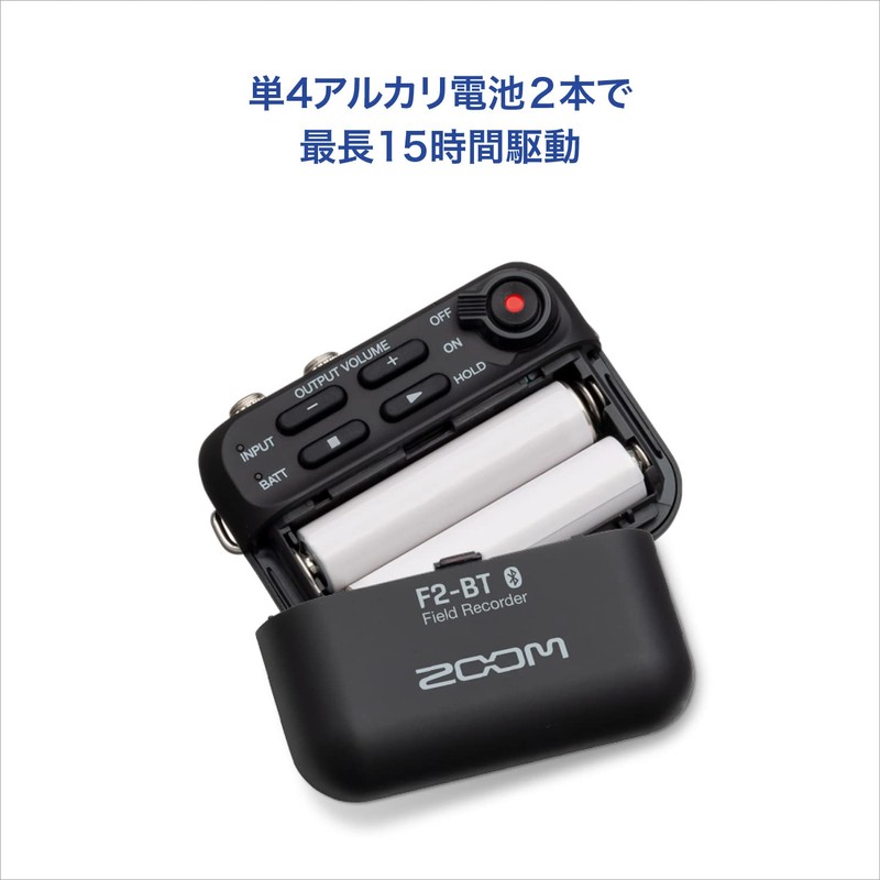 ZOOM F2-BT/B Zoom Field Recorder, 32-bit Float Bluetooth® Built-In Model,