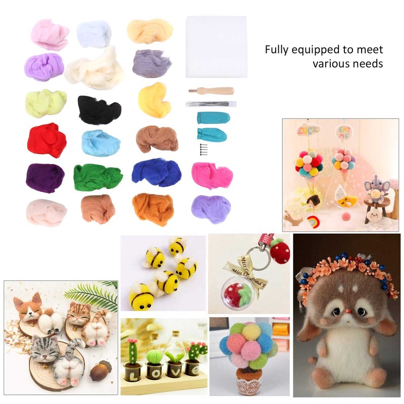 Needle Wool Felt Kit 20 Colors 5g Felting Supplies Tools
