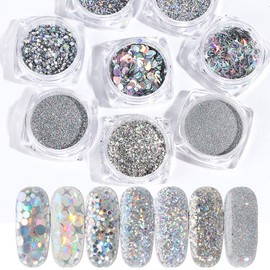 8 box set laser holo glitter glitter parts powder nail decor gel nail art glitter