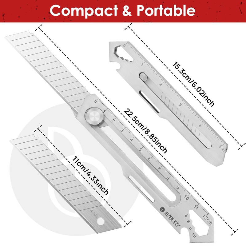 BIBURY 2 Pack Mutipurpose Utility Knife, Heave Duty Full Stainless