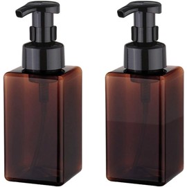 Foaming Soap Dispenser, 450ml (15oz) Refillable Pump Bottle Plastic for Liquid Soap, Shampoo, Body Wash (2 Pcs) (Amber)