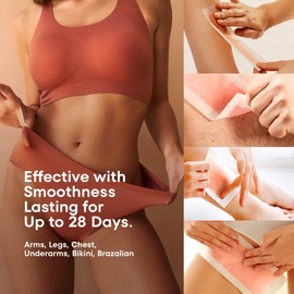 Wax Strips Hair Removal for Women: Natural Home & Travel Brazilian Body Waxing Strip for Bikini Armpit Leg - Vegan & Sensitive Skin Friendly, 40 Ct With Wipes