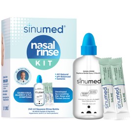 SinuMed Sinus Rinse, 30PK Nasal Rinse Packets with Saline, Squeeze Bottle, Alternative to Neti Pot, Helps with Allergy, Congestion, Cold Symptoms