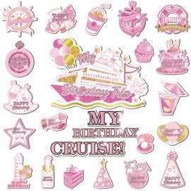 My Birthday Cruise Door Magnets Decorations, Rose Gold Happy Birthday Cruise Ship Door Decor Magnetic for Women Men Girls Boys Anniversary Party Supplies Favors Door Refrigerator Fridge Car Kitchen