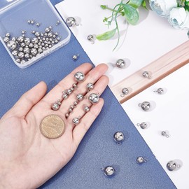 UNICRAFTALE 100pcs 4 Different Size Rondelle Beads Stainless Steel Beads with Rings Beads Spacer Beads Stainless Steel Charms Ball Stainless Steel Color Metal Beads Beads Charm Parts for Bracelet