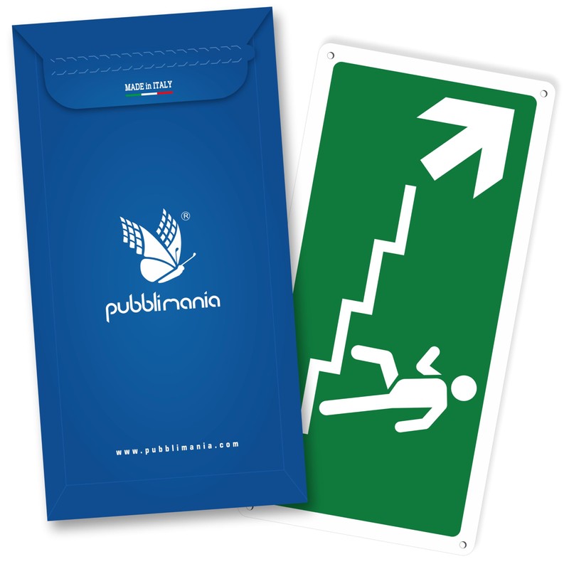 Pubblimania Staircase Ascent Left Emergency Exit | Aluminium Composite Sign