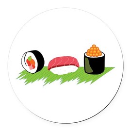 CafePress Maki Nigiri Ikura Sushi 5.5" Round Car Magnet Magnetic Bumper Display