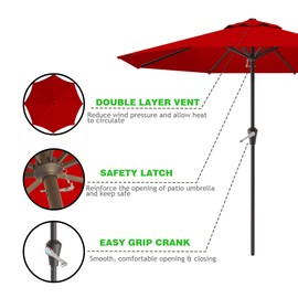 AreShark 11 FT Patio Umbrella for Outdoor, Outdoor Table Umbrella, Outdoor Patio Umbrellas with 8 Sturdy Ribs, Patio Umbrellas for Market, Garden, Deck, Backyard, Pool (Red)