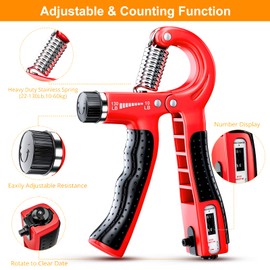 ALMAH Hand Trainer Finger Trainer 5-Pack Forearm Trainer Grip Strength Trainer Set, Adjustable Grip Trainer, Finger Training Device, Finger Stretcher, Training Ring and Stress Relief Grip Ball