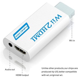 Wii to HDMI Converter, GANA Wii HDMI Adapter 1080p 720p Connector Output Video & 3.5mm Audio - Supports All Wii Display Modes