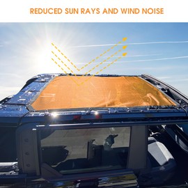 Sukemichi Sunshade for Ford Bronco,Mesh Sun Shade Bikini Top Cover Bimini Top for Ford Bronco Accessories 2021 2022 2023 2024 2025 4 Door - Blocks UV, Wind, Noise(Orange)