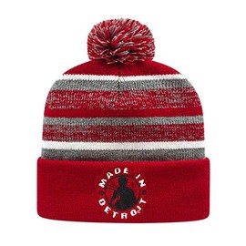 Made In Detroit Hockey Cuffed Pom Beanie - Red