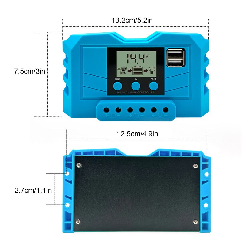 Solar Charge Controller LCD Display 12V 24V Dual USB Port