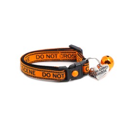 Crime Scene Cat Collar with Bell & Charm | Adjustable Large Size or Kitten Collar | Safety Breakaway Collar (Small(10lbs & Less), Orange)