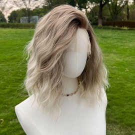 Smilco White and Yellow 13*6*1cm hd Lace Frontal Wig Short Lace Front Wigs for Women SM9171color: Brown-gold gradient, Stretched Length: 12 Inches