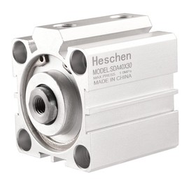 Heschen Pneumatic Compact Aluminum Air Cylinder, SDA 40-30, Bore 40mm, Stroke 30mm, PT1/8'' Port Size, Double Acting
