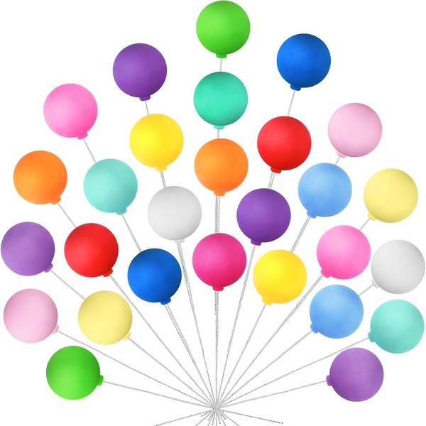 30 piezas de globos de arcilla colorida para decoración de tartas, globos de forma redonda para cupcakes, para cumpleaños, bodas, fiestas, decoración de tartas