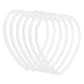 PATIKIL 4.9 Inch Heart Dream Catcher Rings, 6 Pcs Plastic Macrame Wreath Floral Ring Hoop for Home Car DIY Craft Wedding Wall Hanging Decorations, White