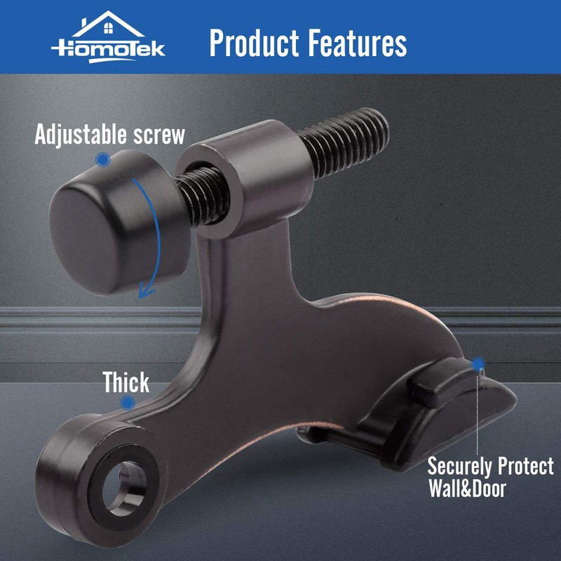 HOMOTEK 2 Pack Hinge Pin Oil Rubbed Bronze Door Stopper,Adjustable
