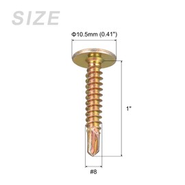 METALLIXITY 100 Pieces Phillips Self-Drilling Screws (#8 x 1 Inch) Carbon Steel Tines Wood Screw - for Home Care and Woodwork Gold Clay