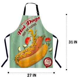 BGBDEIA Vintage Hotdog Poster Chefs Apron, Cooking and Baking Apron for Men and Women, Kitchen Apron, Butchers Apron, BBQ & Catering Bibs