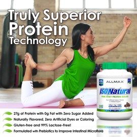 ALLMAX ISONATURAL Whey Protein Isolate, Vanilla - 5 lb - 27 Grams of Protein Per Scoop - Zero Fat & Sugar - 99% Lactose Free - with Prebiotics - No Artificial Flavors - Approx. 73 Servings