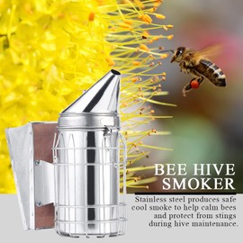 Stainless Steel Bee Hive Smoker, Beekeeping Starter Tool Kit Beekeeper Supplies Beehive Tools Bee Keeping Set with Heat Shield, Beekeeping Equipment Accessory for Beginner and Advanced Beekeepers