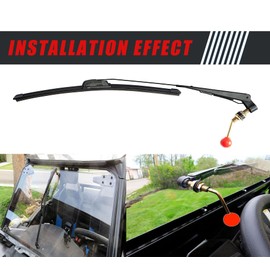 Boine 2 Set 15.7" UTV Hand Operated Manual Windshield Wiper Kit Compatible with UTV Golf Cart Polairs RZR Ranger Can Am X3 Commander - Wiper Blade with Wipe Arm