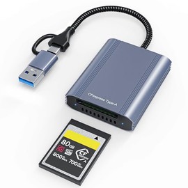 CFexpress - Lector de tarjetas tipo A con adaptador CFexpress USB 3.2 Gen 2 de 10 Gbps, USB-C y USB-A 2 en 1 tipo A CFexpress, compatible con Windows/
