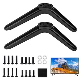 Universal TV Stand Compatible with 32/40/49/50/55 Inch TVs, TV Base Feet with Non-Slip Pads and Screw Set, Mounting Hole Distance 17 mm to 20 mm, High-Quality ABS Material, Black