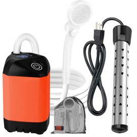 Portable Camping Shower with 2000W Heater, Long-Lasting 7800mAh Rechargeable Camping Shower with Digital Power,3 Spray Modes,IPX7 Waterproof Outdoor Camp Pump for Hiking, Travel, Car, Pet