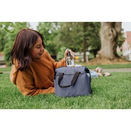 PICNIC TIME - On The Go Lunch Bag - Soft Cooler Lunch Box - Insulated Lunch Bag, (Navy Blue)