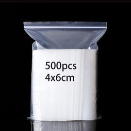 500 Zip Bags Small Plastic Bags Closure, Resealable Ziplock Bags Small Ziplock Bags Freezer Bags Zip Poly Bags 4 x 6 cm