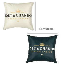 Cushion Cover for Sofa, Decorative Cushion Covers Champagne and Black, 45 x 45 cm, Set of 2 Cotton Linen Solid Color Sofa Cushion Armrest Natural Linen Fabric
