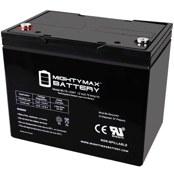 Mighty Max Battery 12V 75AH Internal Thread Replacement Battery Compatible
