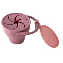 otterlove Collapsable Silicone Snack Container with Attachable Lid | 100% Pure LFGB Platinum Silicone with No Fillers | Snack Cup (Single - Woodchuck)