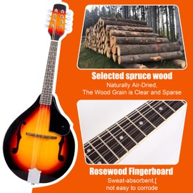 LOMUTY A Style Mandolin Instrument, 8 String Acoustic Mandolin, Useful for Mahogany Wood Mandolins Beginners Adult or Kid