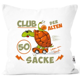 MoonWorks® Cushion cover funny ironic gift for men for 30, 35, 40, 45, 50, 55, 60, 65, 70, birthday funny saying 50 years white one size