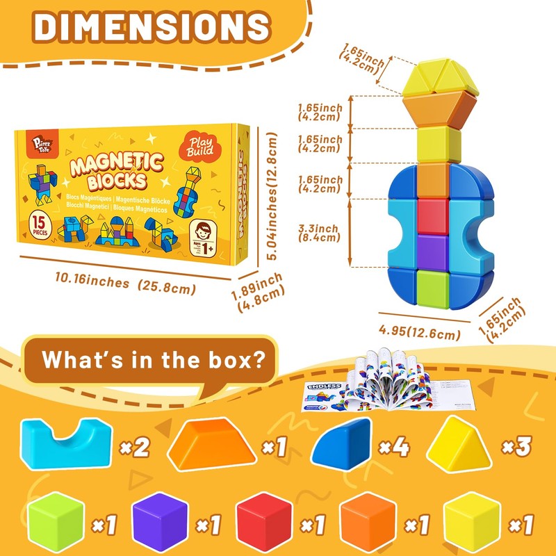 Pairez Toys Magnetic Building Blocks Set, Large 1.65 inch Cubes