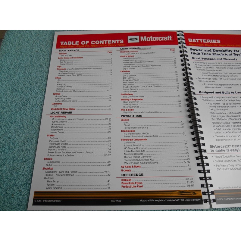 2014 FORD MOTORCRAFT PARTS PRODUCT GUIDE MANUAL 97 PAGES