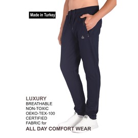 SCR SPORTSWEAR Men's Sweatpants with Pockets Tapered Slim Athletic Joggers Open Bottom Activewear Lounge Pants by Inseam (S/30L, Navy-K536)