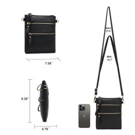 AMELIE GALANTI womens small crossbody strap handbag bag,Soft Leather Fabric Delicate Durable Fashion Design, 2072-black, Crossbody