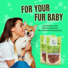 Gourmet Jerky Dog Treats - Natural Dog Treat Chicken Jerky for Dogs, Nutritious and Tasty Dog Jerky Treats Made in USA only, Cage-Free, No Additives (Mika & Sammy's Poppin' Peanut Butter 12 oz)